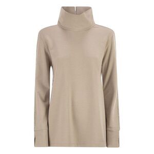 HERNO Women's Turtleneck Long-Sleeve Top with Sequin Detail Women Beige Sweaters